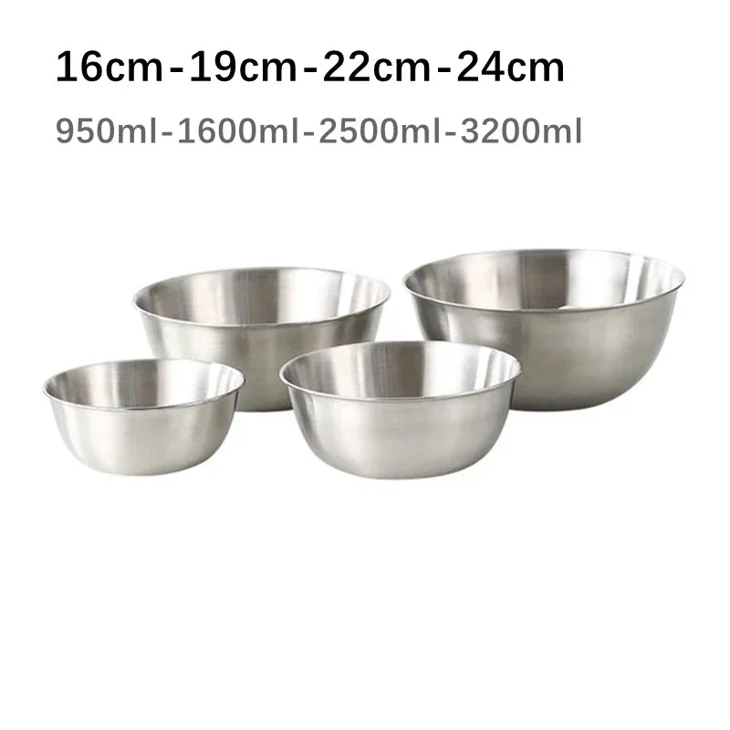 304 Stainless Steel Mixing Bowl Kitchen Anti-scalding Cooking Salad Bowls Set Egg Food Egg Mixer Bowl Baking Tools Tableware