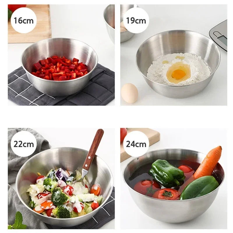 304 Stainless Steel Mixing Bowl Kitchen Anti-scalding Cooking Salad Bowls Set Egg Food Egg Mixer Bowl Baking Tools Tableware