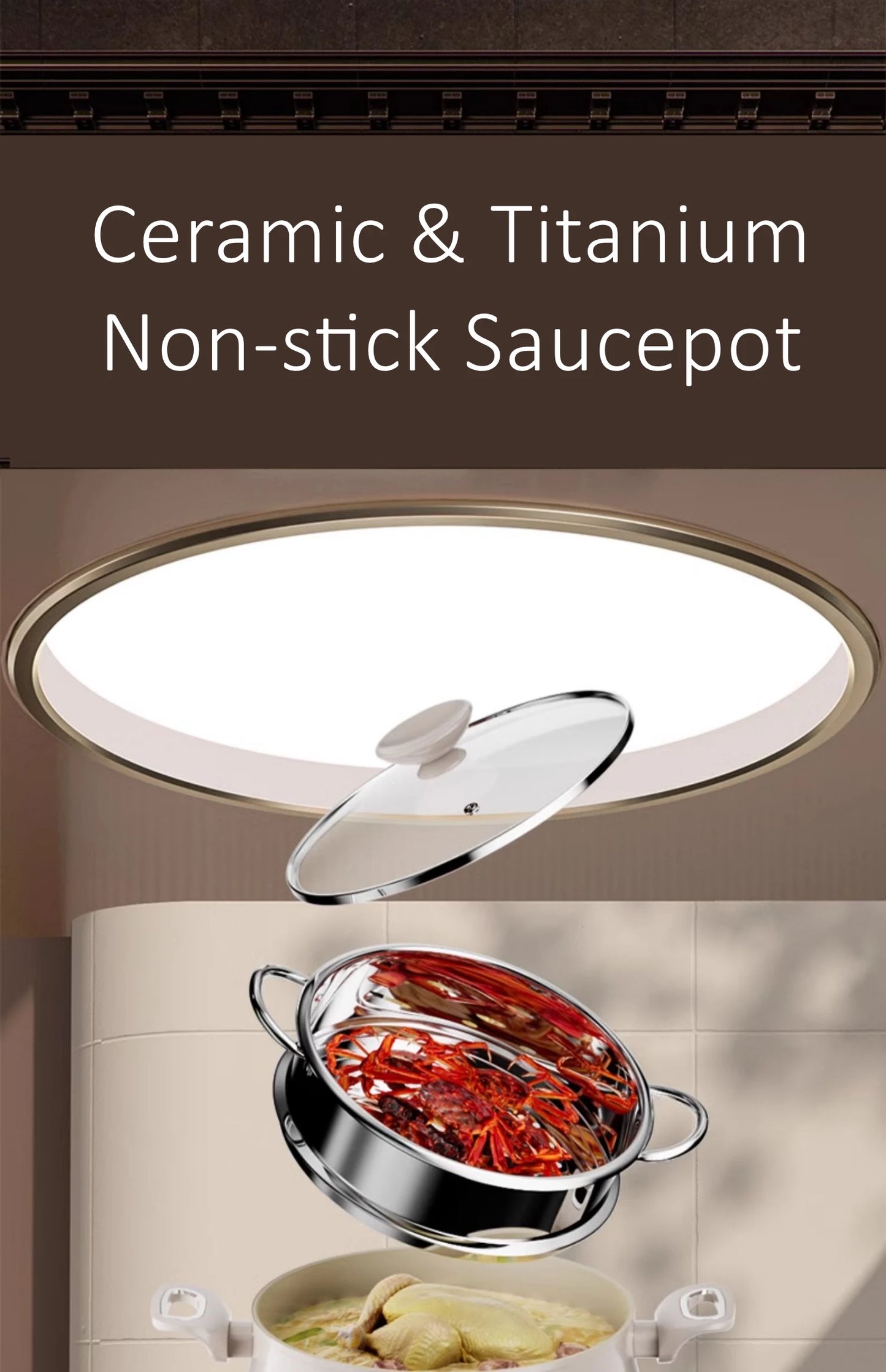 LFGB Certificated Ceramic & Titanium Saucepot Anti-overflow Soup Pot Scratch and Blacking Resistant Stewing Pot for Kitchen