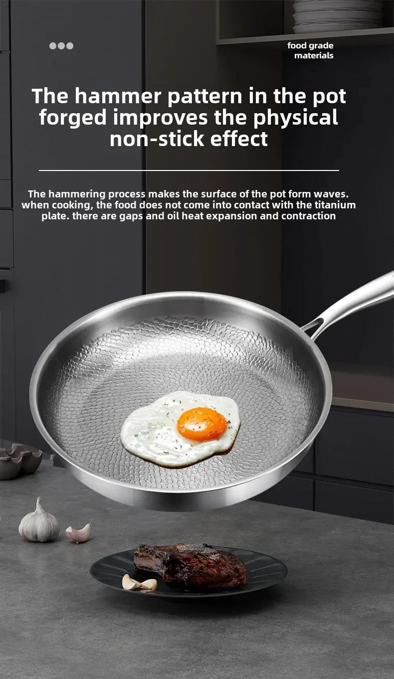 German Frying Pan Titanium Pan Fish Scale Hammer Pattern Uncoated Non-stick Pan Induction Cooker Universal Steak Frying Pan
