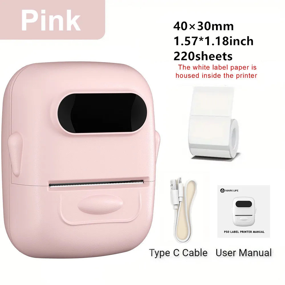 Marklife P50 Self-Adhesive Sticker Maker Business Barcode QR Code Thermal Label Printer 20-50mm Printing Width Labeling Machine
