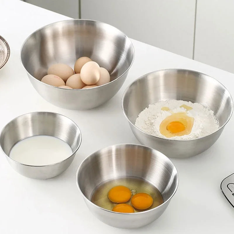 304 Stainless Steel Mixing Bowl Kitchen Anti-scalding Cooking Salad Bowls Set Egg Food Egg Mixer Bowl Baking Tools Tableware